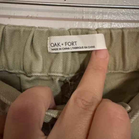 Oak + Fort CROPPED LENGTH 26" TWILL WIDE LEG PANT - Sage - S - Picture 3 of 6
